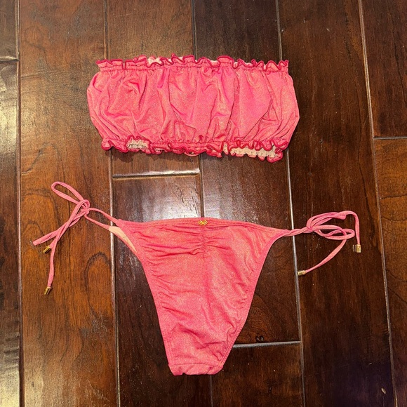 PQ Swim Light Red Metallic Top (size D) & bottoms (size small) - Picture 2 of 2